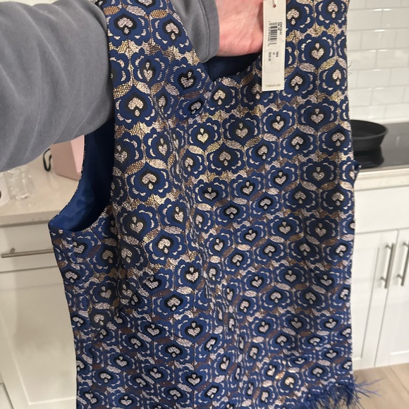 Trina Turk Navy and Gold Patterned Blouse - Picture 3 of 3